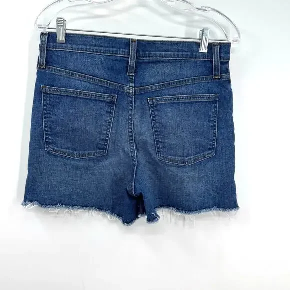 J. Crew High Rise Denim Jean Shorts 29 Raw Hem Cut Off Festival Boho Beach - Picture 3 of 5